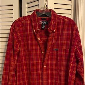 Chaps Red and Yellow Plaid Men's Shirt